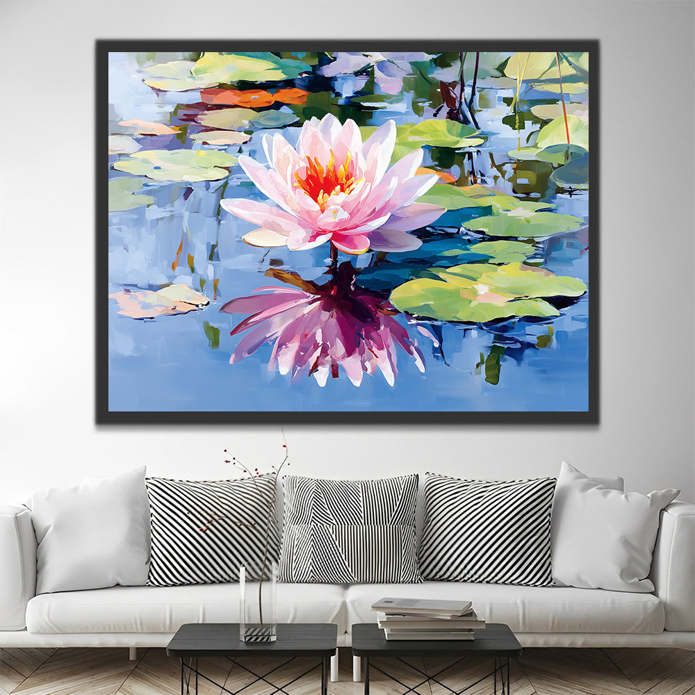 Lotus in the Pond Paint by Numbers