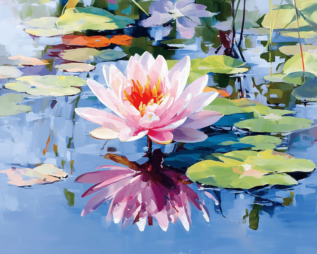 Lotus in the Pond Paint by Numbers