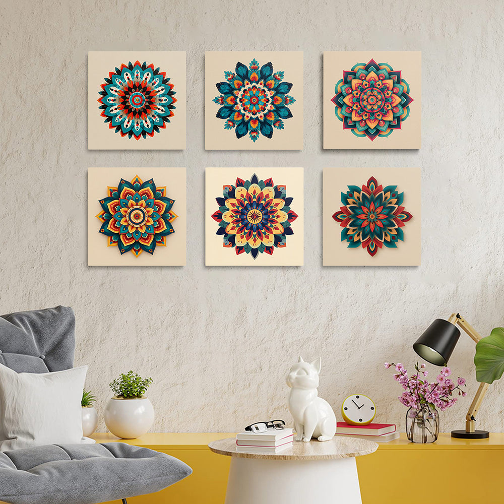 Lotus Mandala 6 Pieces Mini Paint by Numbers