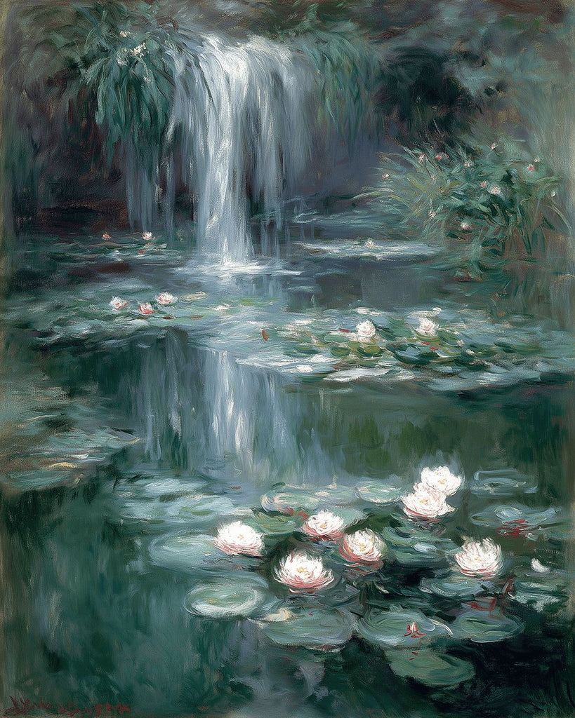 Lotus Pond Waterfall Paint by Numbers