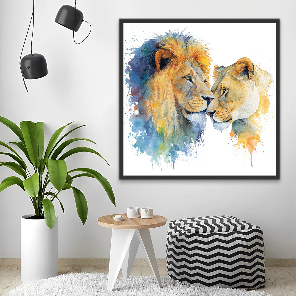 Male Lion and Female Lion Paint by Numbers