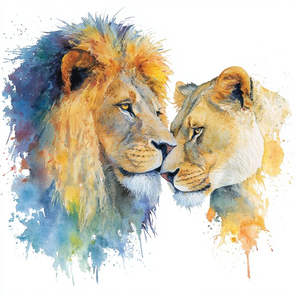 Male Lion and Female Lion Paint by Numbers