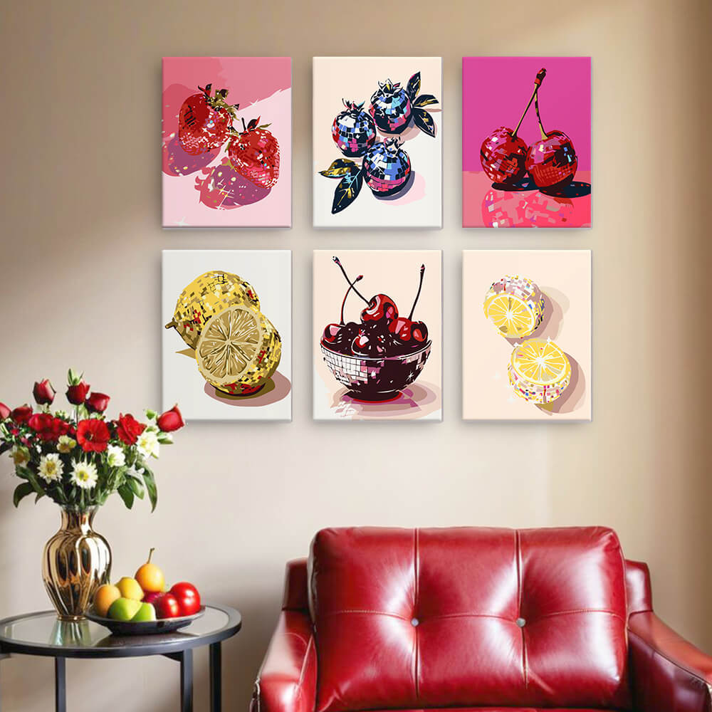 Metallic Fruit 6 Pieces Mini Paint by Numbers