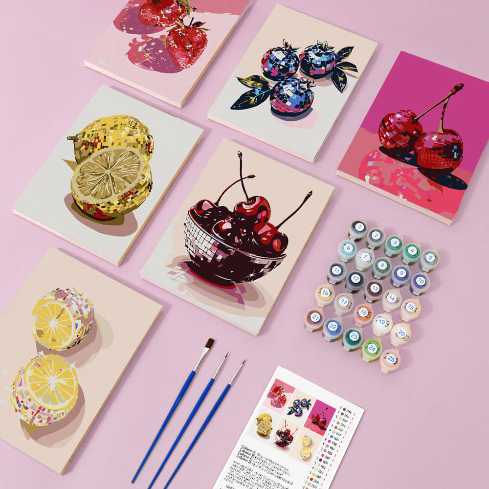 Metallic Fruit 6 Pieces Mini Paint by Numbers
