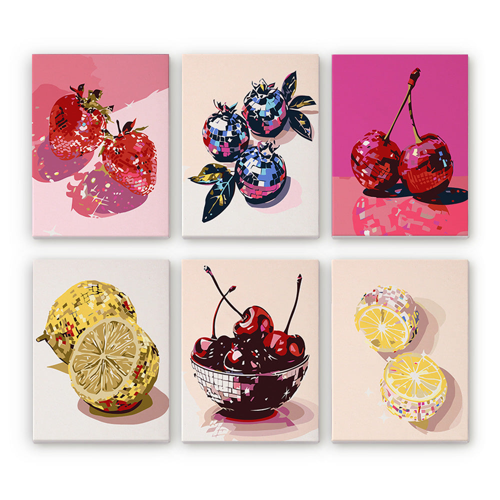 Metallic Fruit 6 Pieces Mini Paint by Numbers