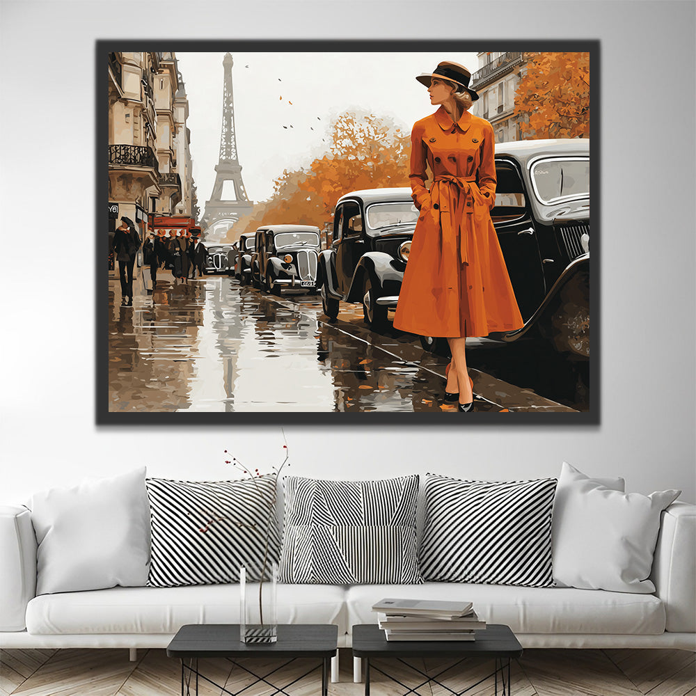 Modern Woman on the Streets of Paris Paint by Numbers