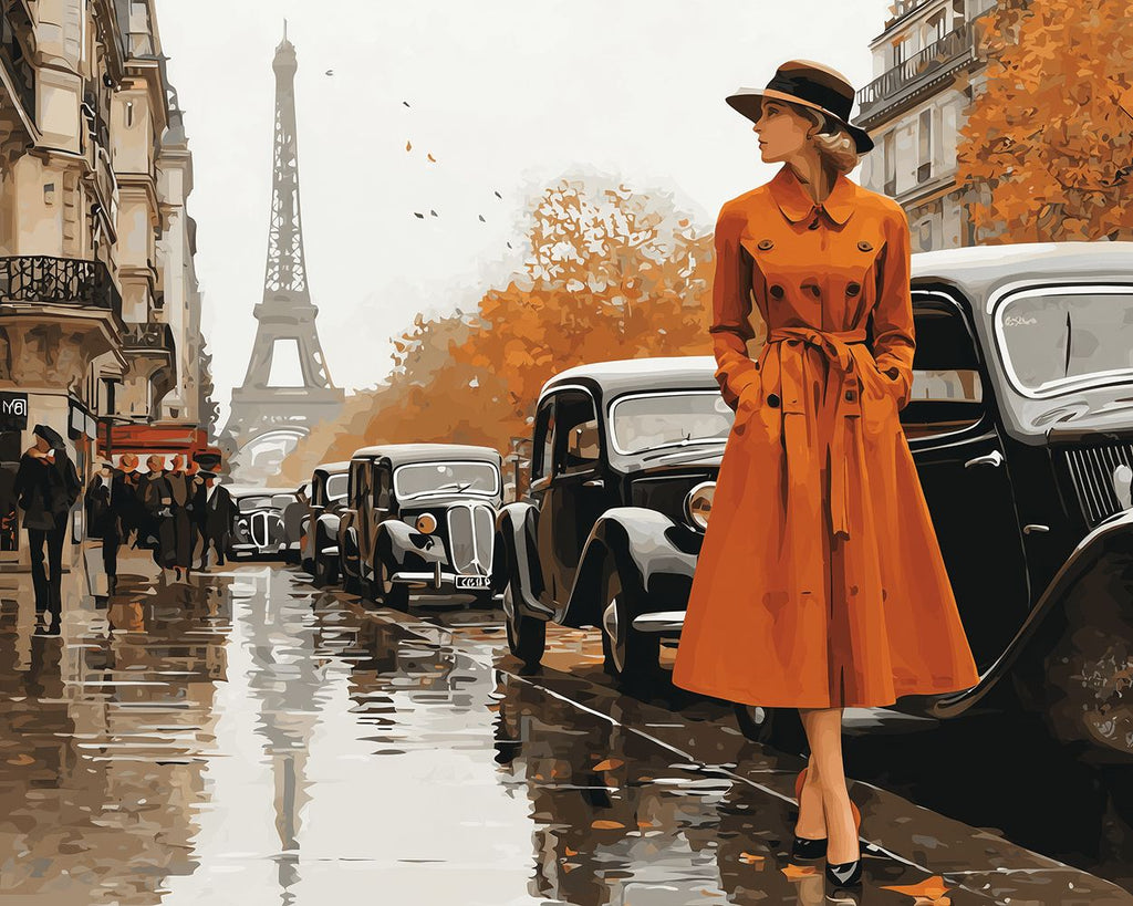 Modern Woman on the Streets of Paris Paint by Numbers