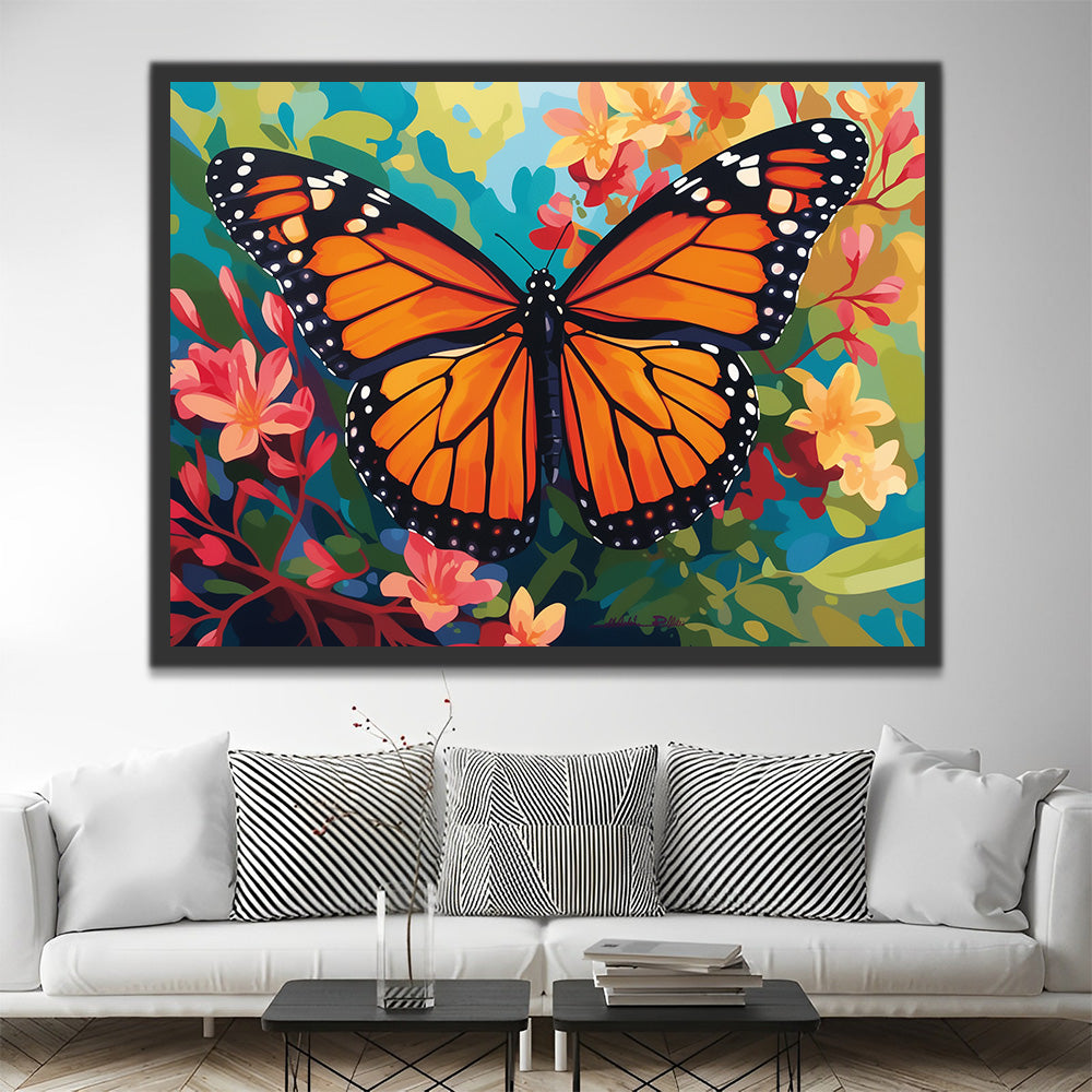 Monarch Butterfly in the Flowers Paint by Numbers