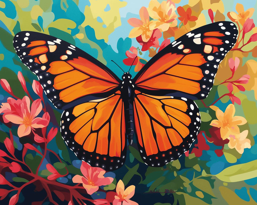 Monarch Butterfly in the Flowers Paint by Numbers
