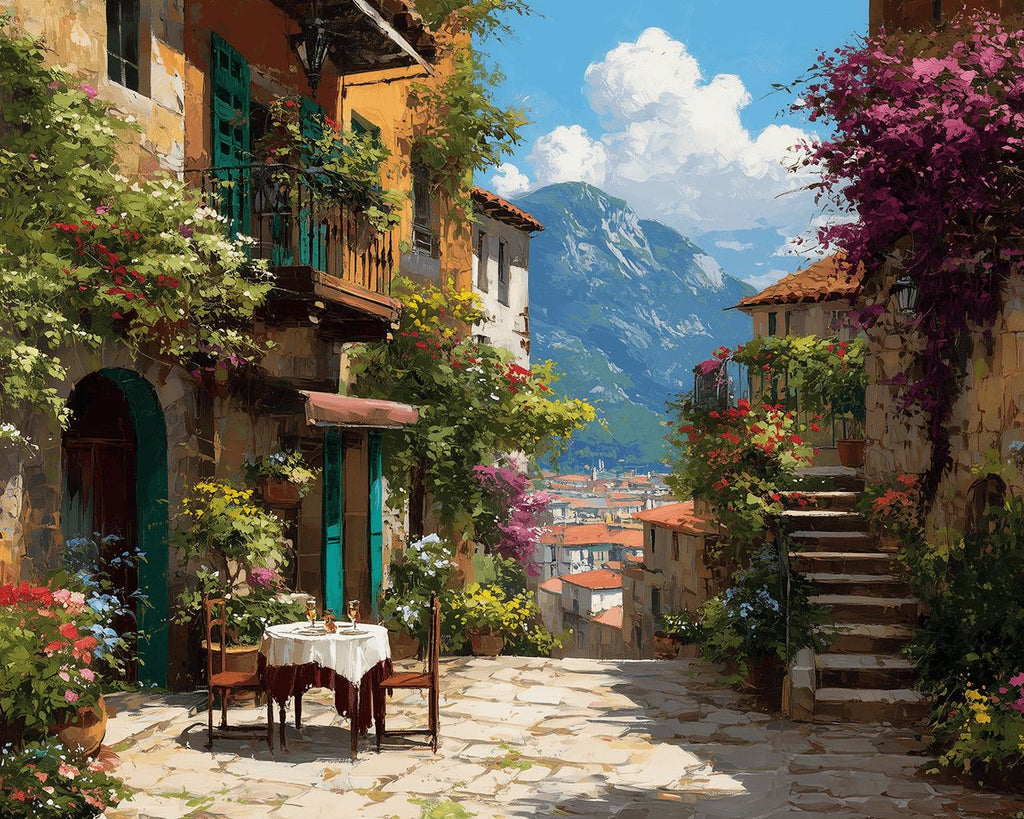 Mountain Town Wine Shop Paint by Numbers