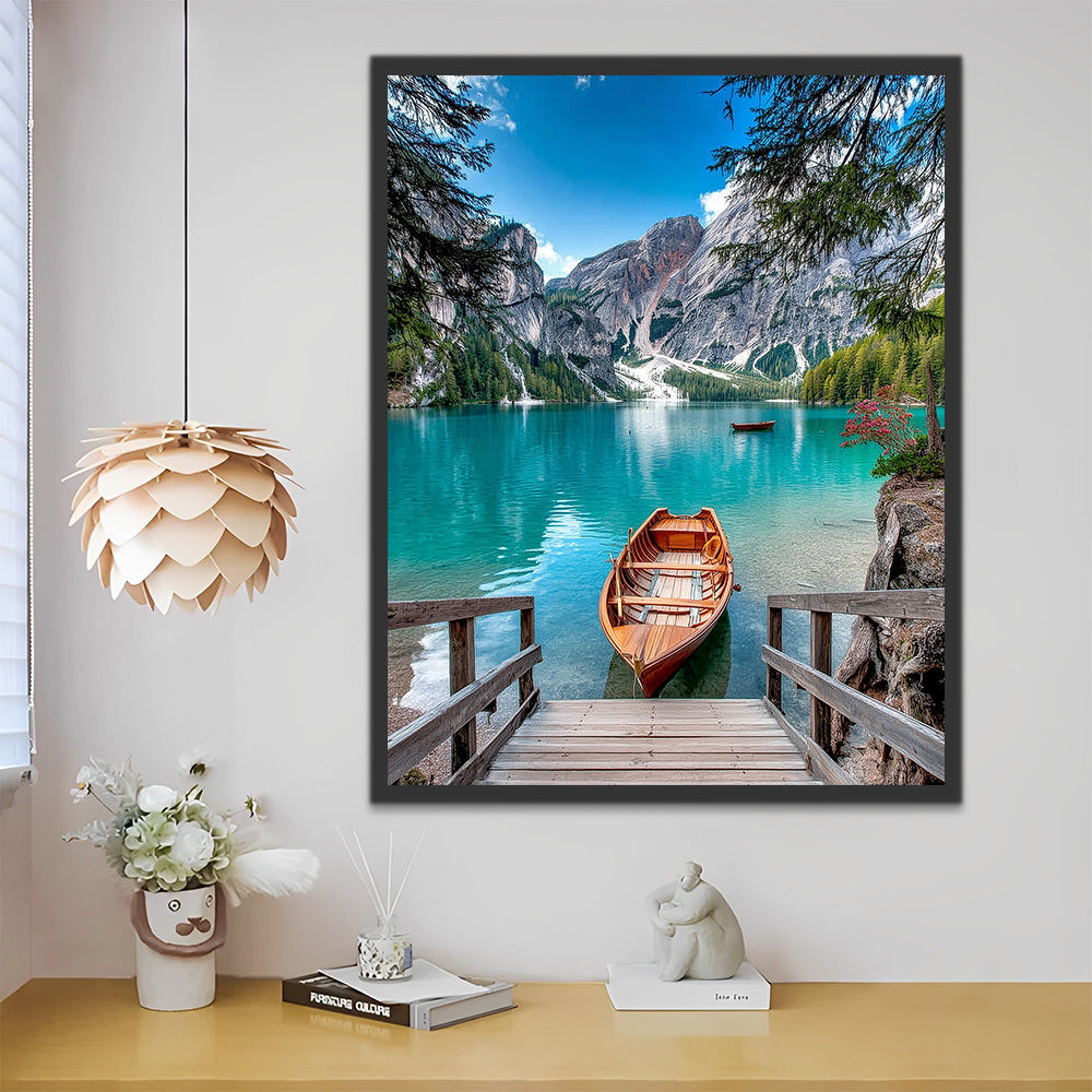 Mountains and Green Lake Paint by Numbers