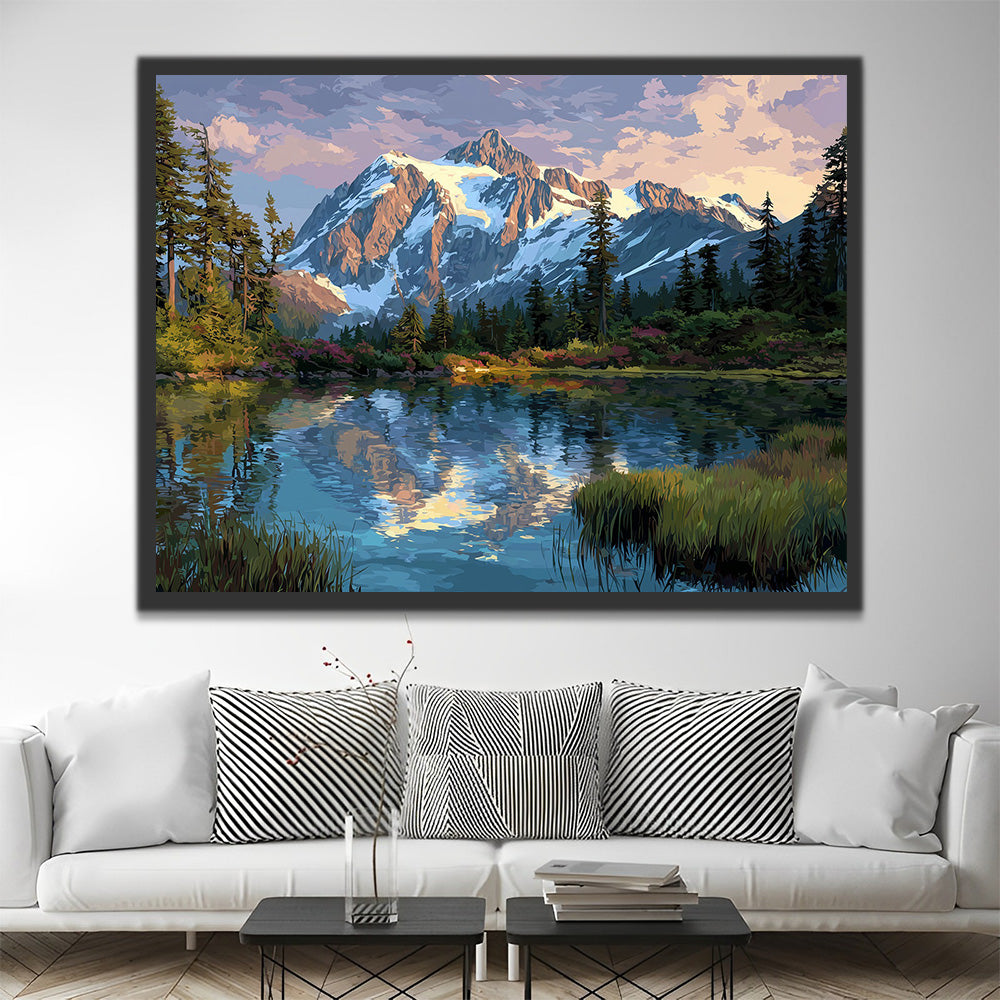 Mountains and Lake Paint by Numbers