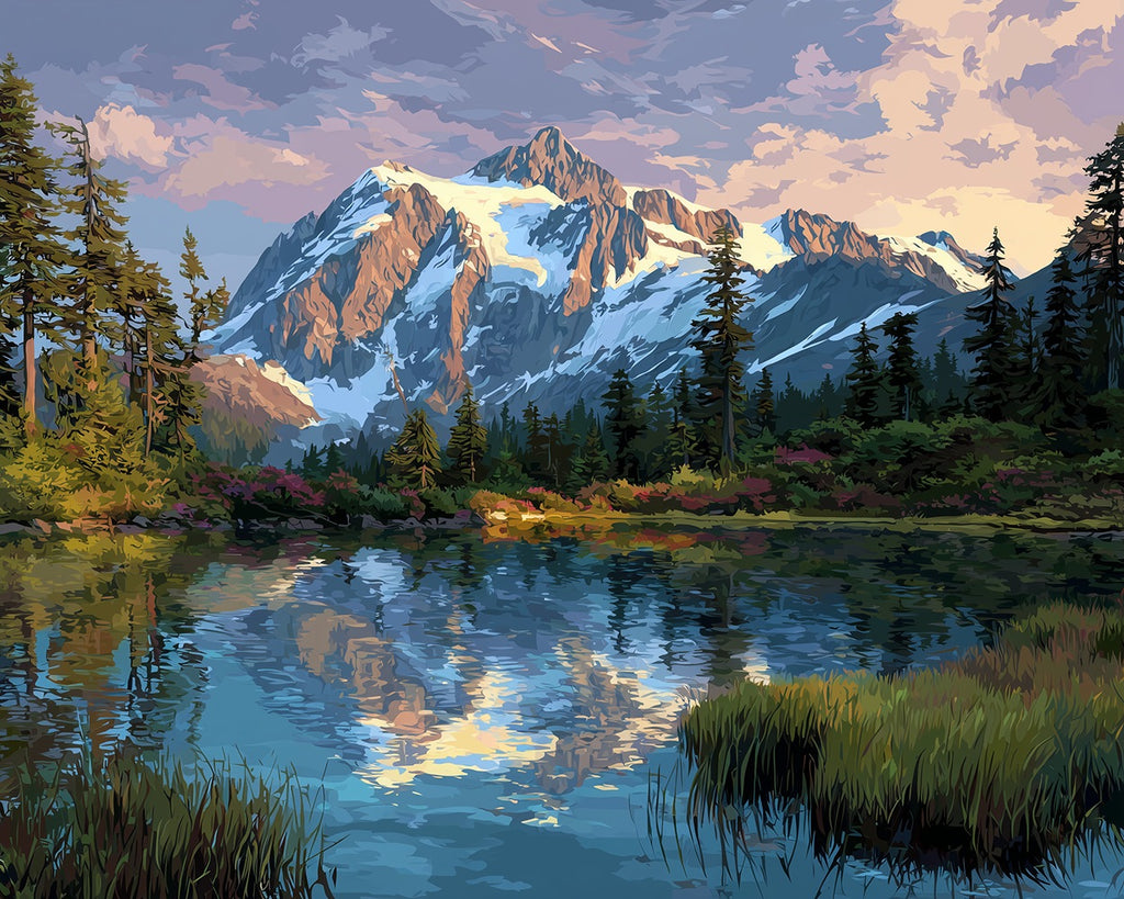 Mountains and Lake Paint by Numbers
