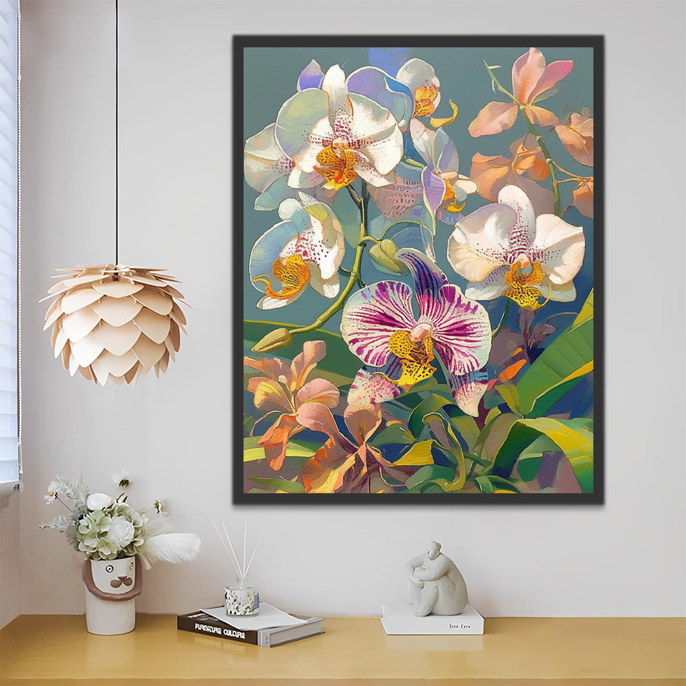 Multicolor Orchid Paint by Numbers