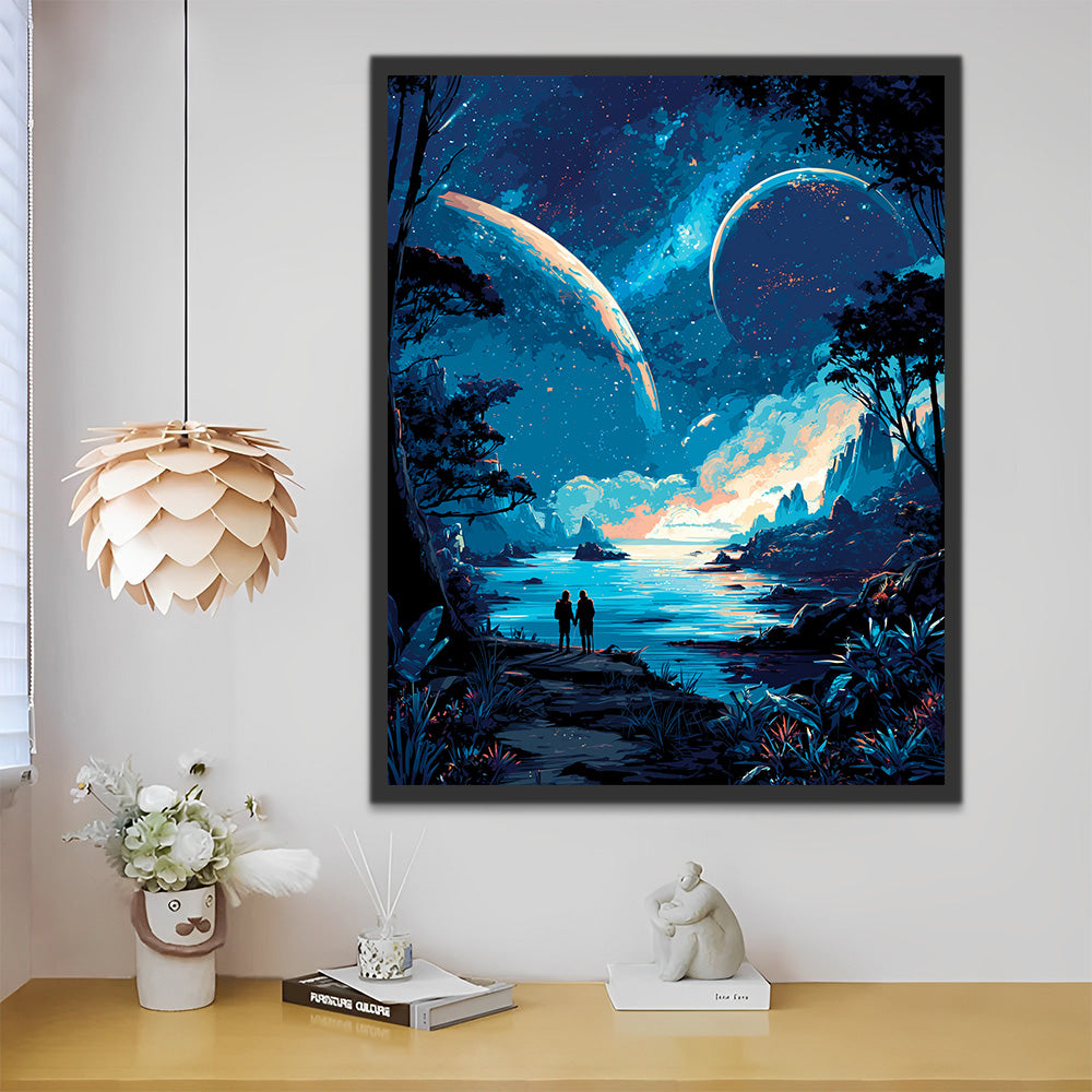 Mysterious Alpine Lake Planet Paint by Numbers