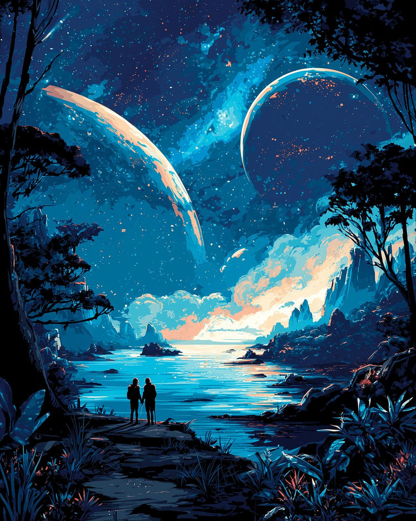 Mysterious Alpine Lake Planet Paint by Numbers