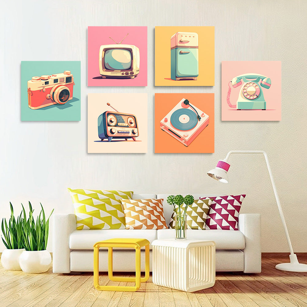 Old-Fashioned Small Appliances 6 Pieces Mini Paint by Numbers