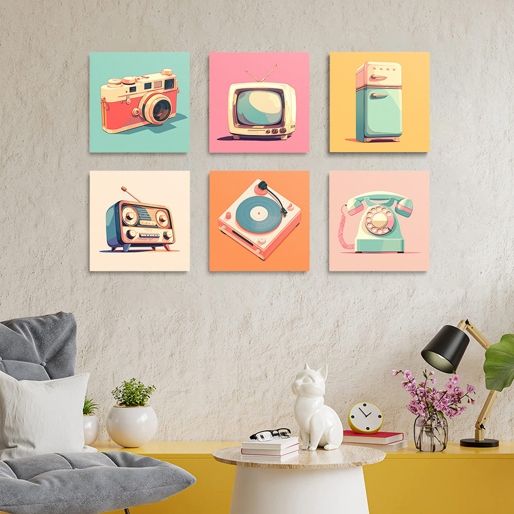 Old-Fashioned Small Appliances 6 Pieces Mini Paint by Numbers
