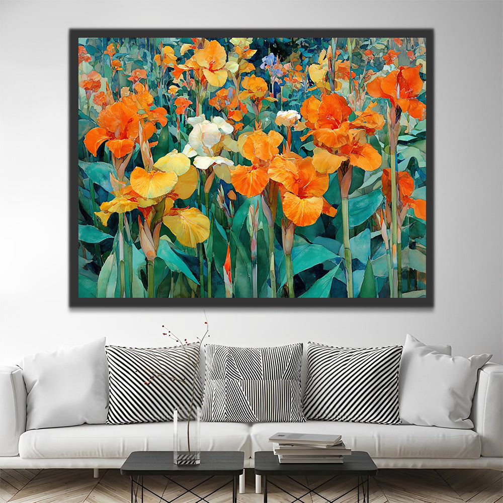 Orange Iris Bush Paint by Numbers