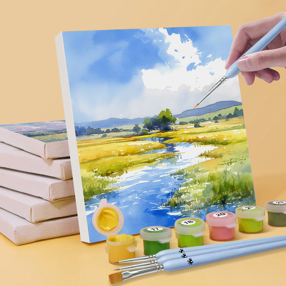 Outdoor Scenery on a Sunny Day 6 Pieces Mini Paint by Numbers