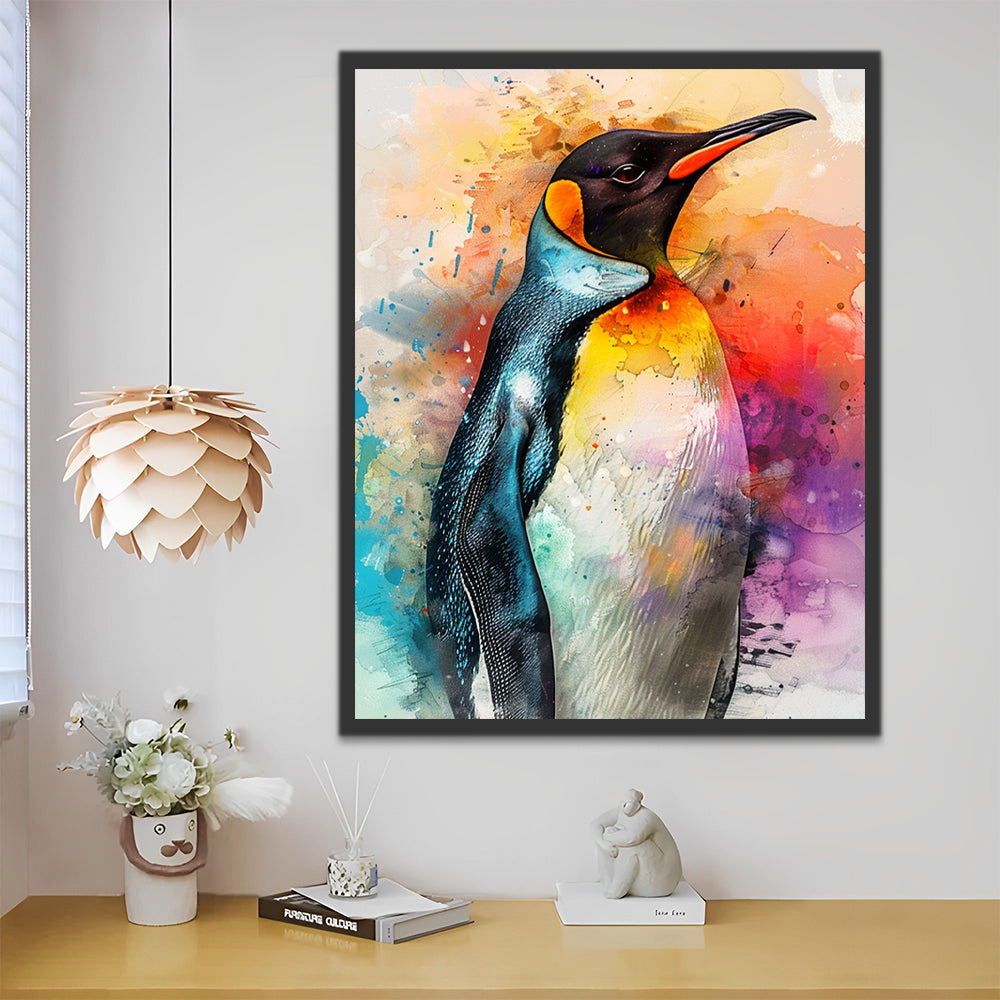 Penguin in Watercolor Style Paint by Numbers