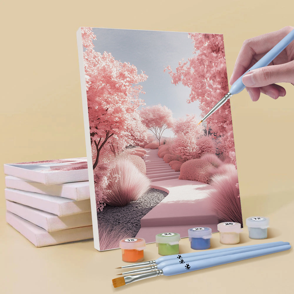 Pink Landscape Steps 6 Pieces Mini Paint by Numbers