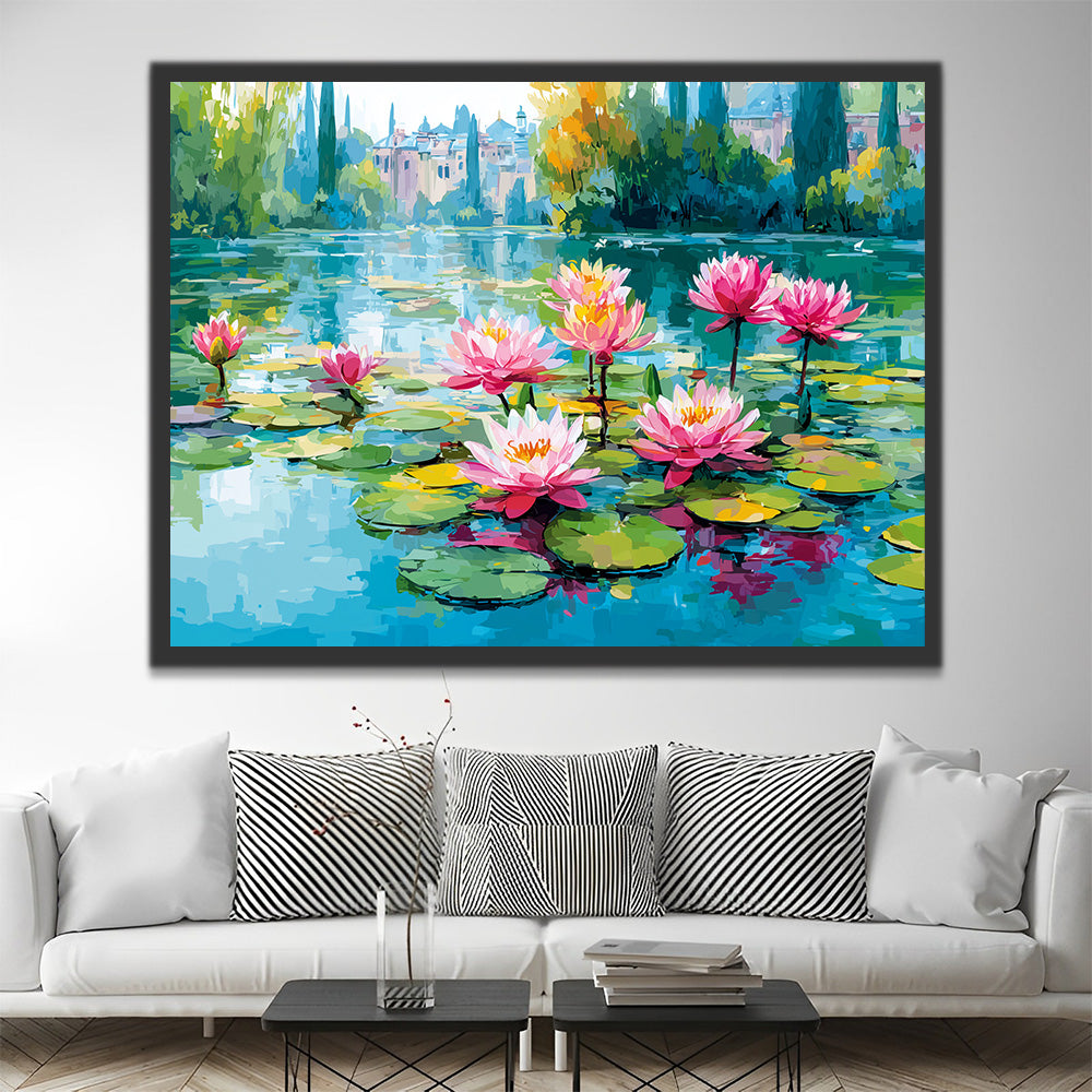 Pink Lotus in Full Bloom Paint by Numbers