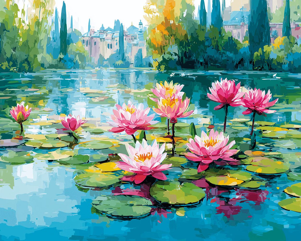 Pink Lotus in Full Bloom Paint by Numbers