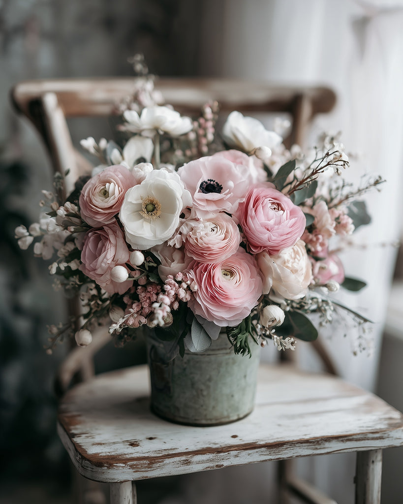 Pink Peonies on the Chair Paint by Numbers