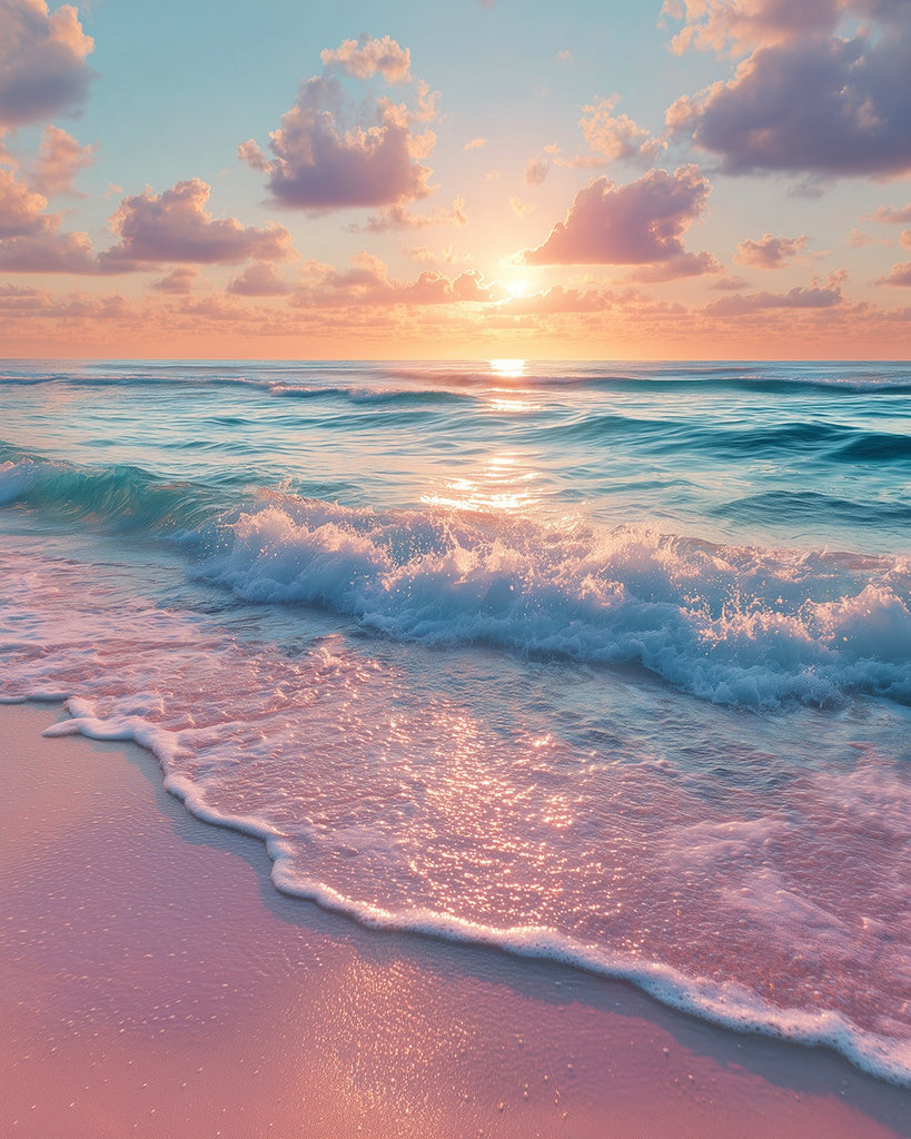 Pink Sand Beaches and Blue Sea Paint by Numbers