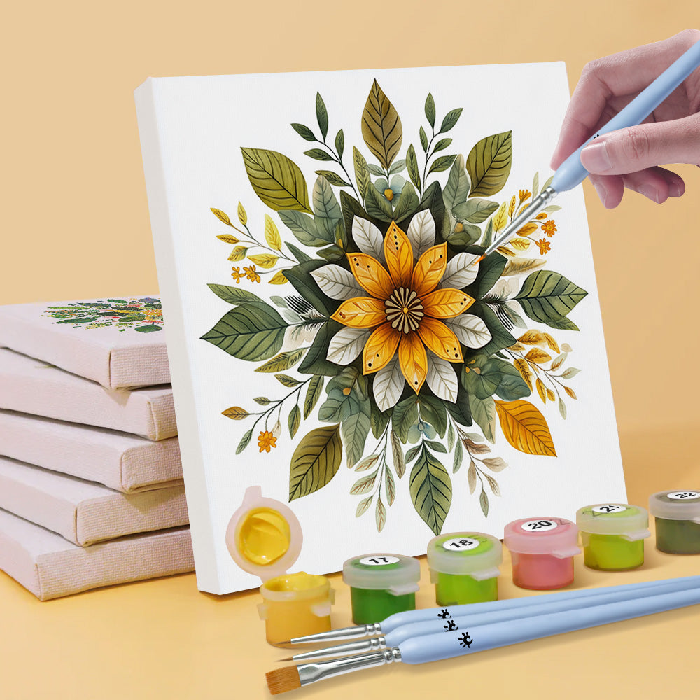 Plant Leaves Mandala 6 Pieces Mini Paint by Numbers