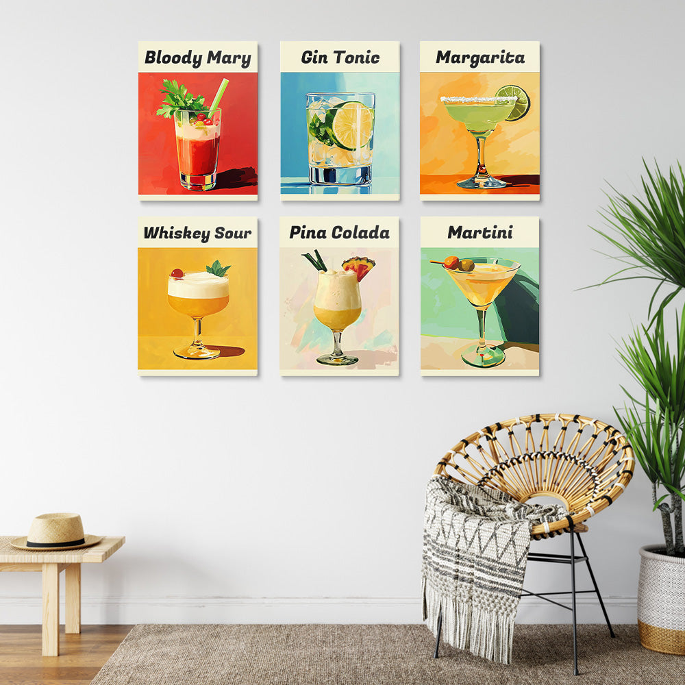 Popular Cocktails 6 Pieces Mini Paint by Numbers