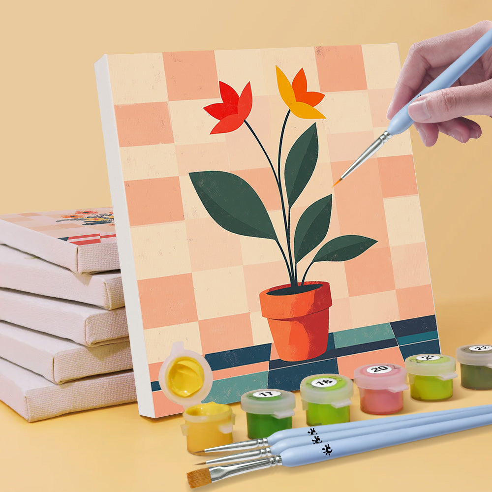 Potted Flowers 6 Pieces Mini Paint by Numbers