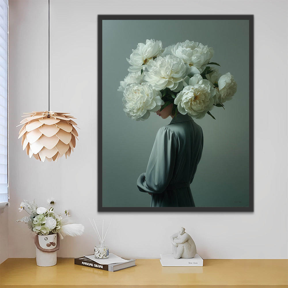 Pure Peony Flower Woman Paint by Numbers