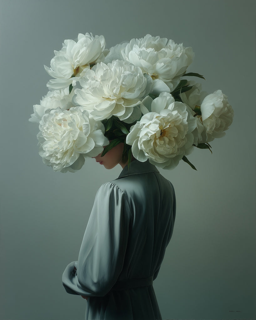 Pure Peony Flower Woman Paint by Numbers