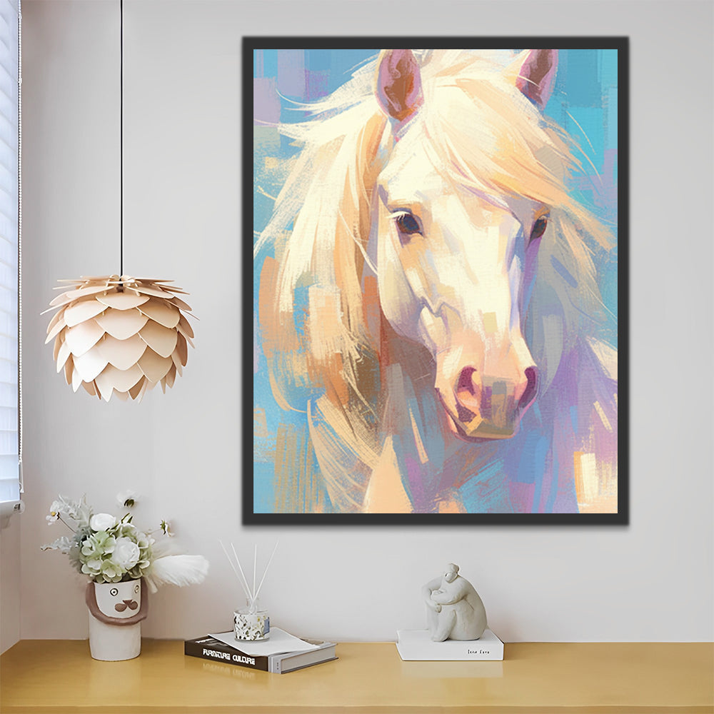 Pure White Horse in the Sun Paint by Numbers