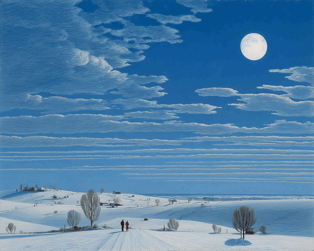 Quiet and Empty Snowfield under the Blue Sky Paint by Numbers