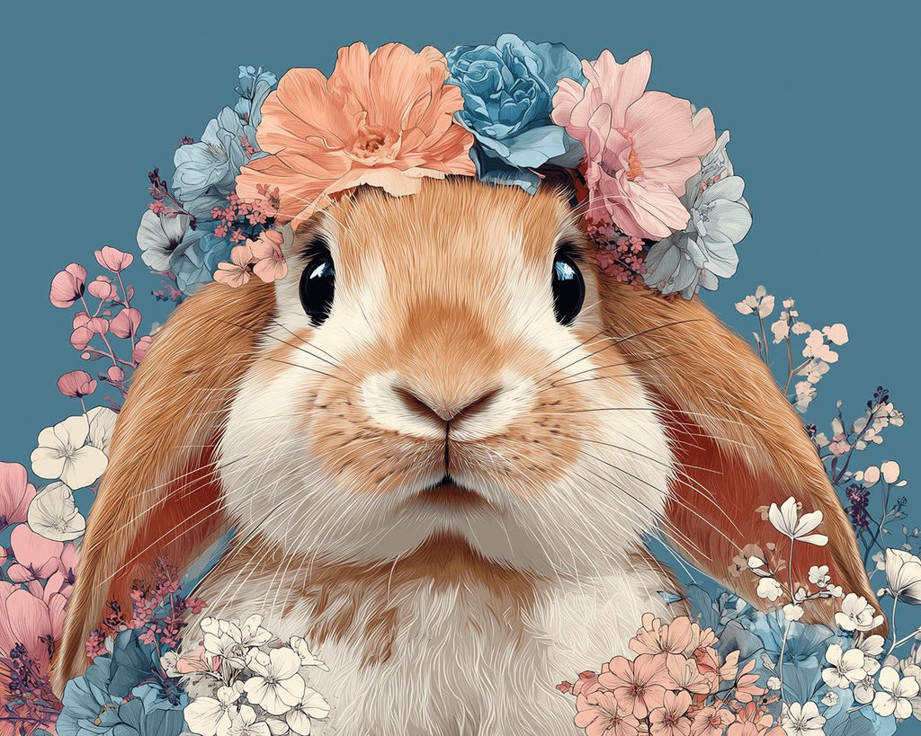 Rabbit Wearing a Wreath Paint by Numbers