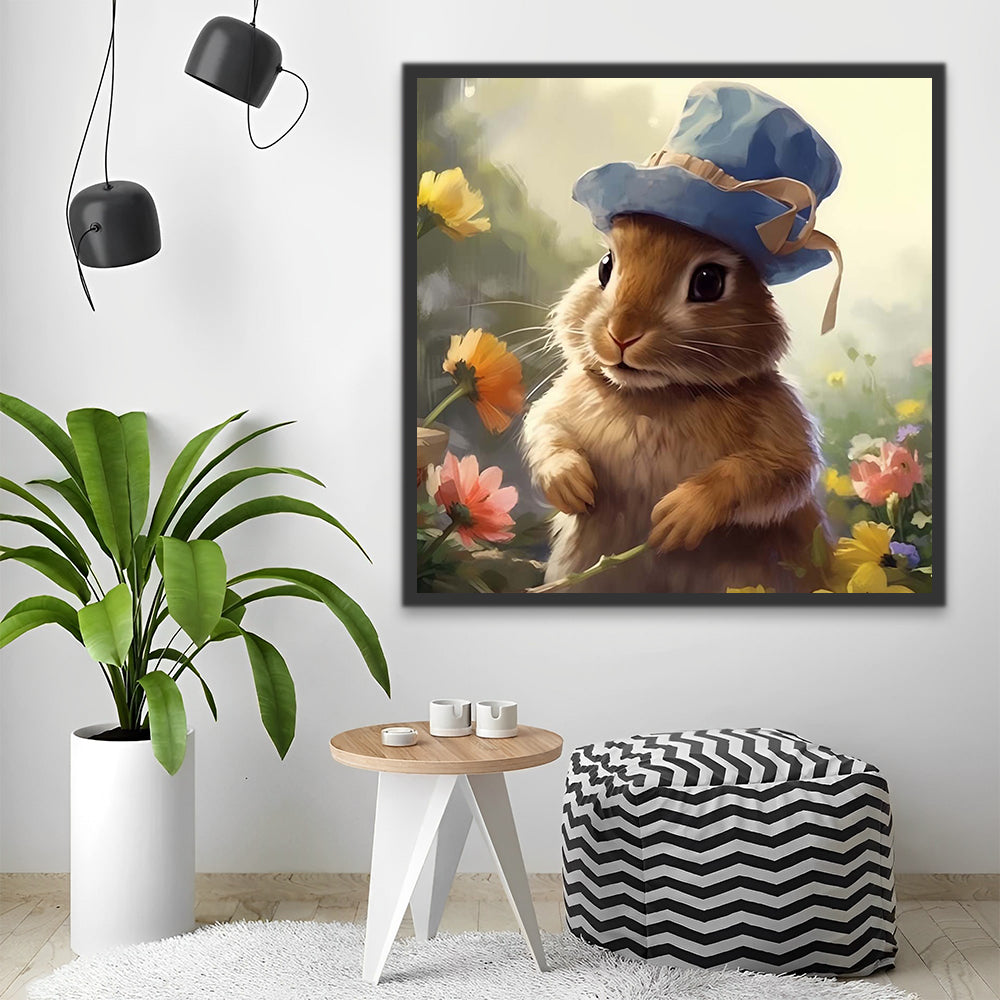 Rabbit Wearing Hut Paint by Numbers