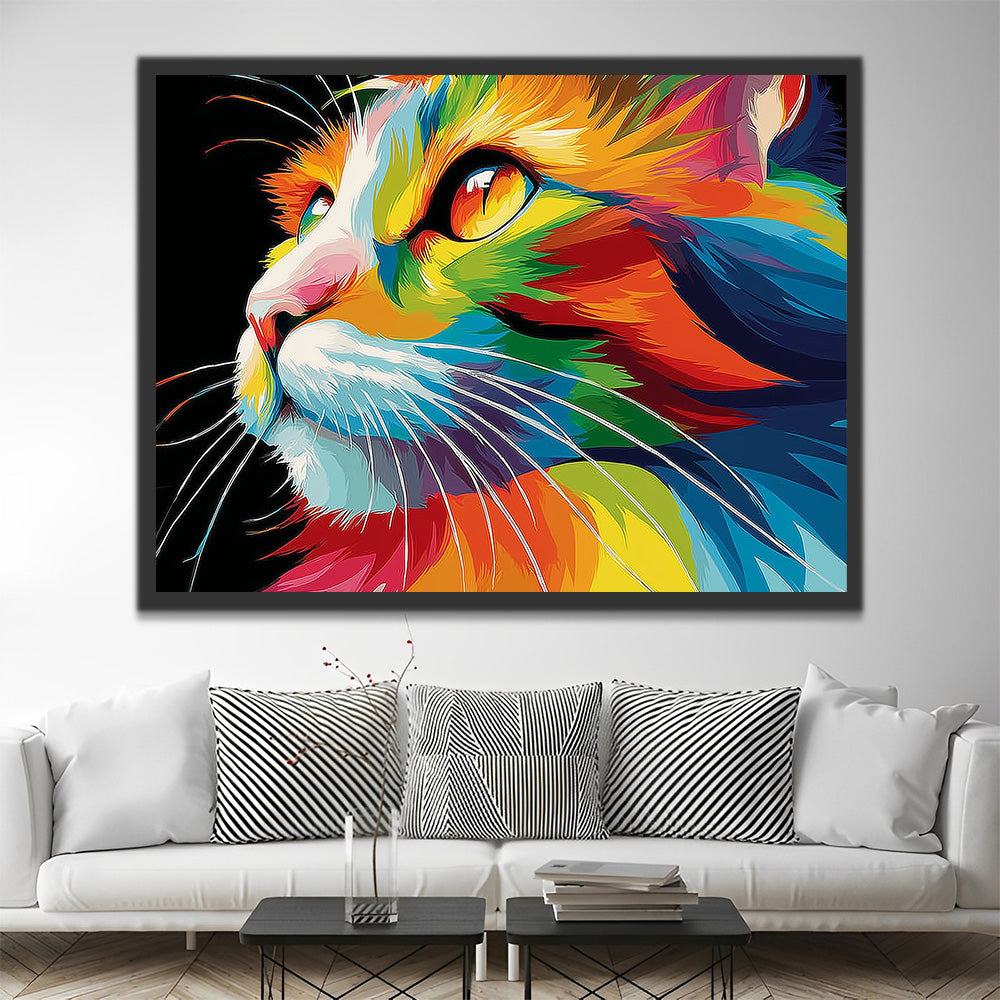 Rainbow Cat in the Dark Paint by Numbers