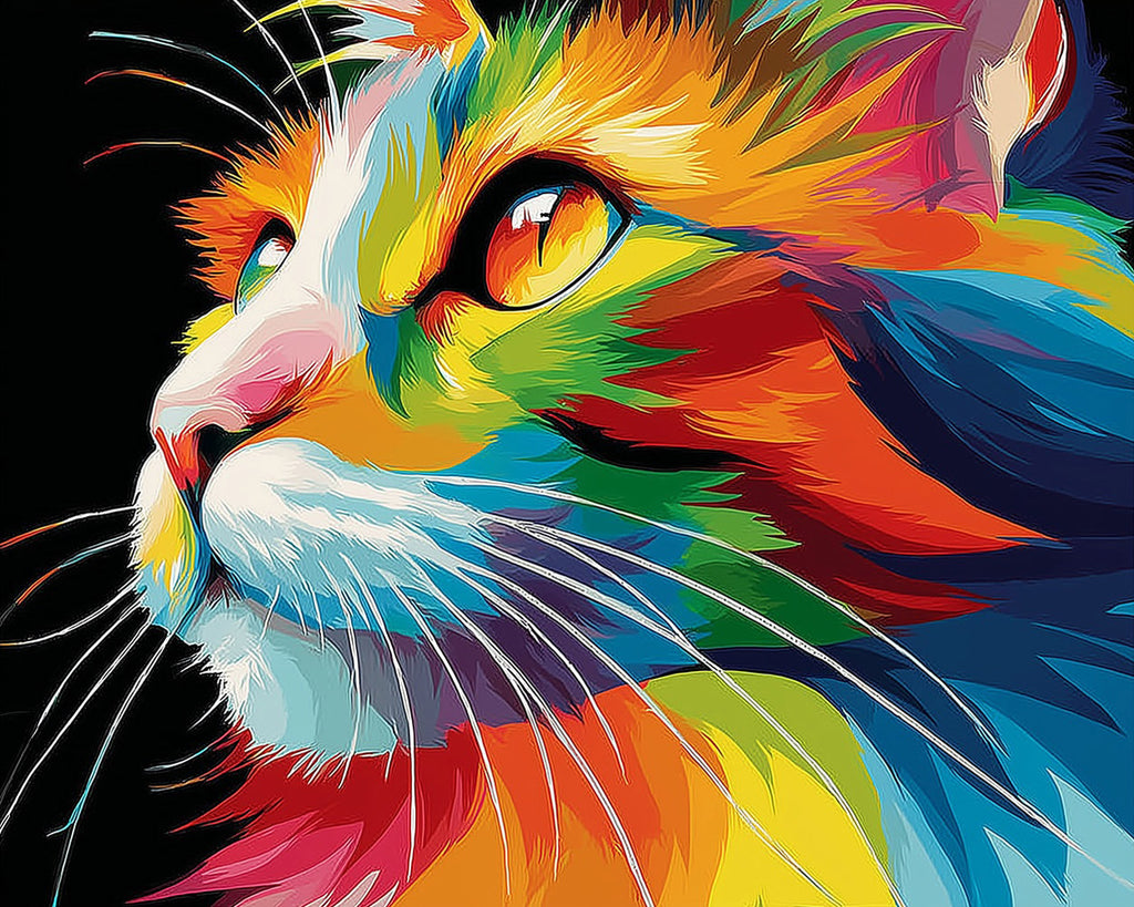 Rainbow Cat in the Dark Paint by Numbers