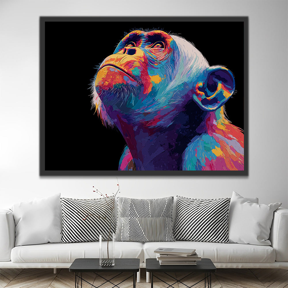 Rainbow Monkey in the Dark Paint by Numbers