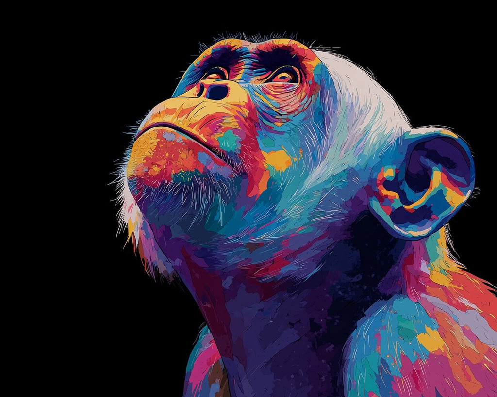 Rainbow Monkey in the Dark Paint by Numbers