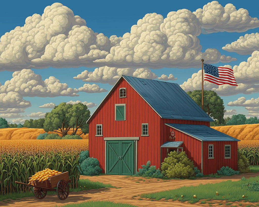 Red House on Corn Farm Paint by Numbers