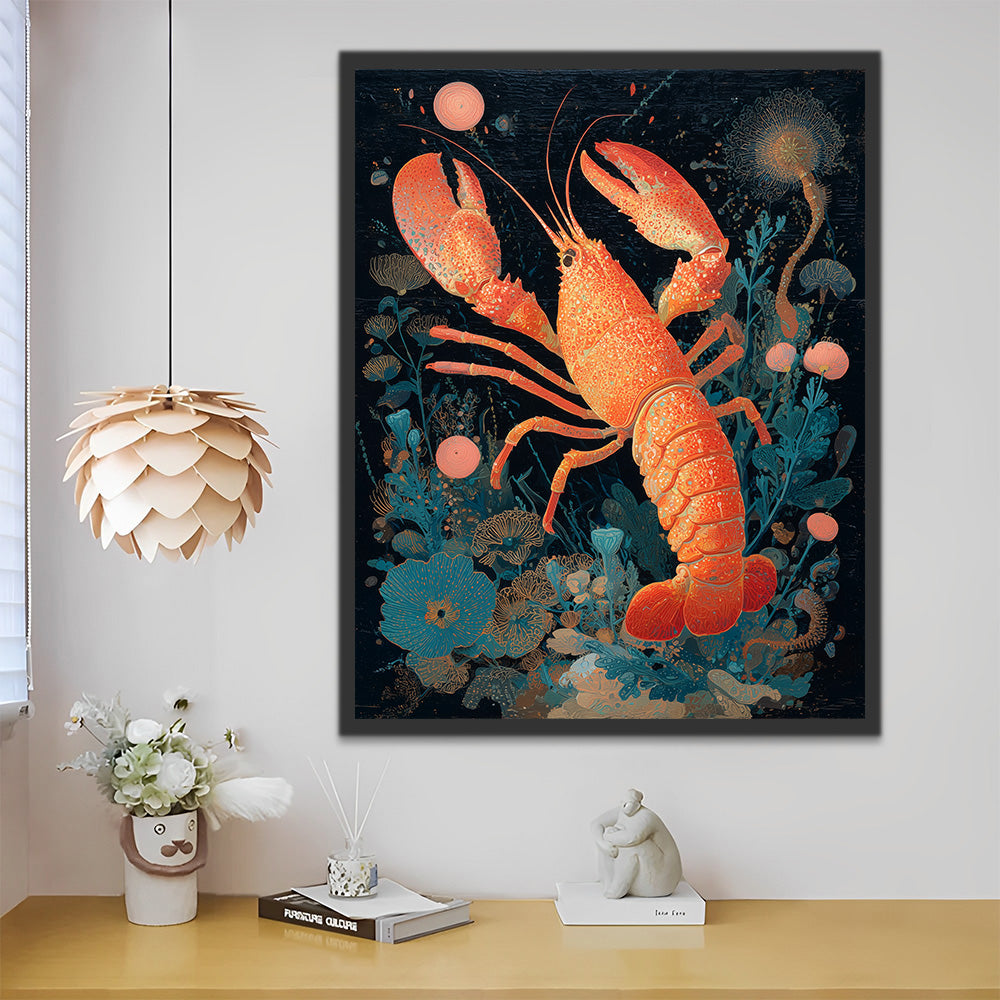 Red Prawn in the Algae Paint by Numbers