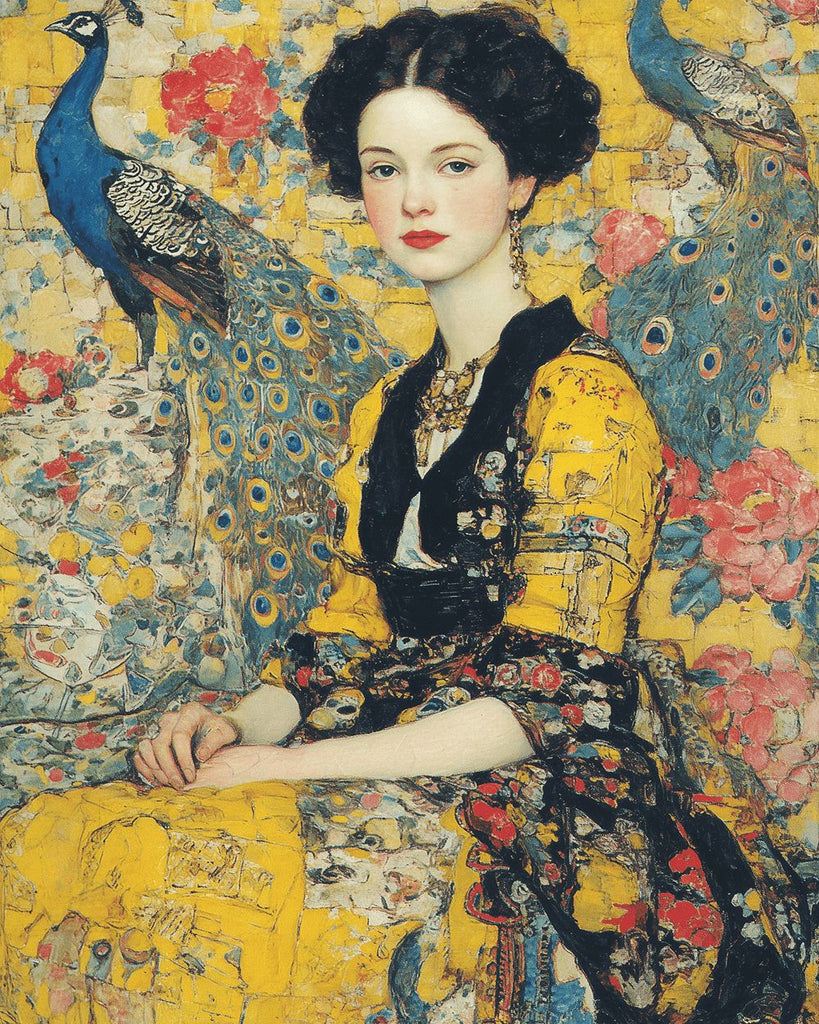 Retro Gorgeous Woman and Peacocks Paint by Numbers