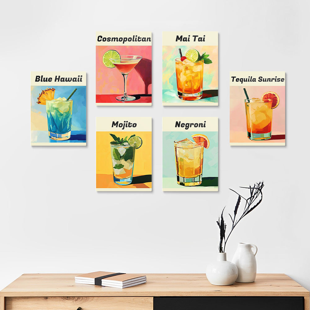 Rich Cocktail Varieties 6 Pieces Mini Paint by Numbers