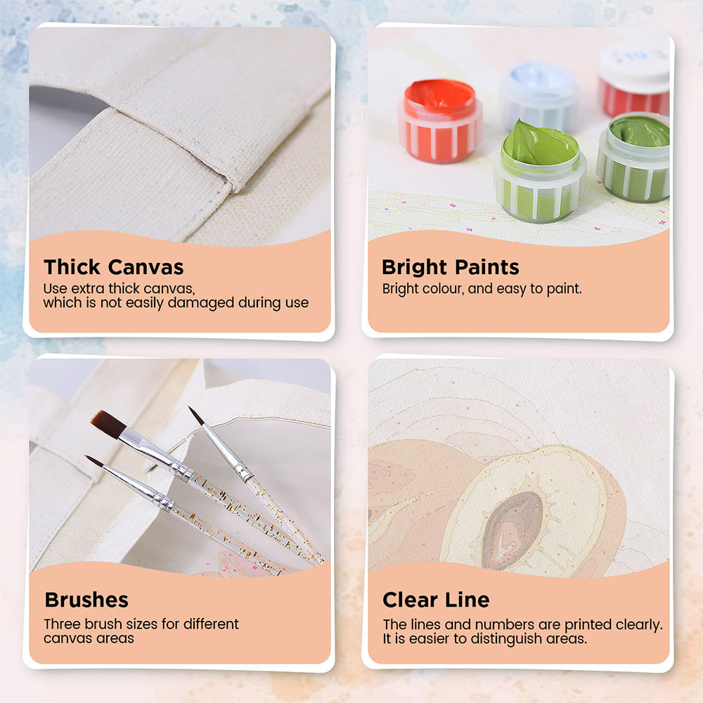 Ripe Apricots Canvas Tote Bag Paint by Numbers