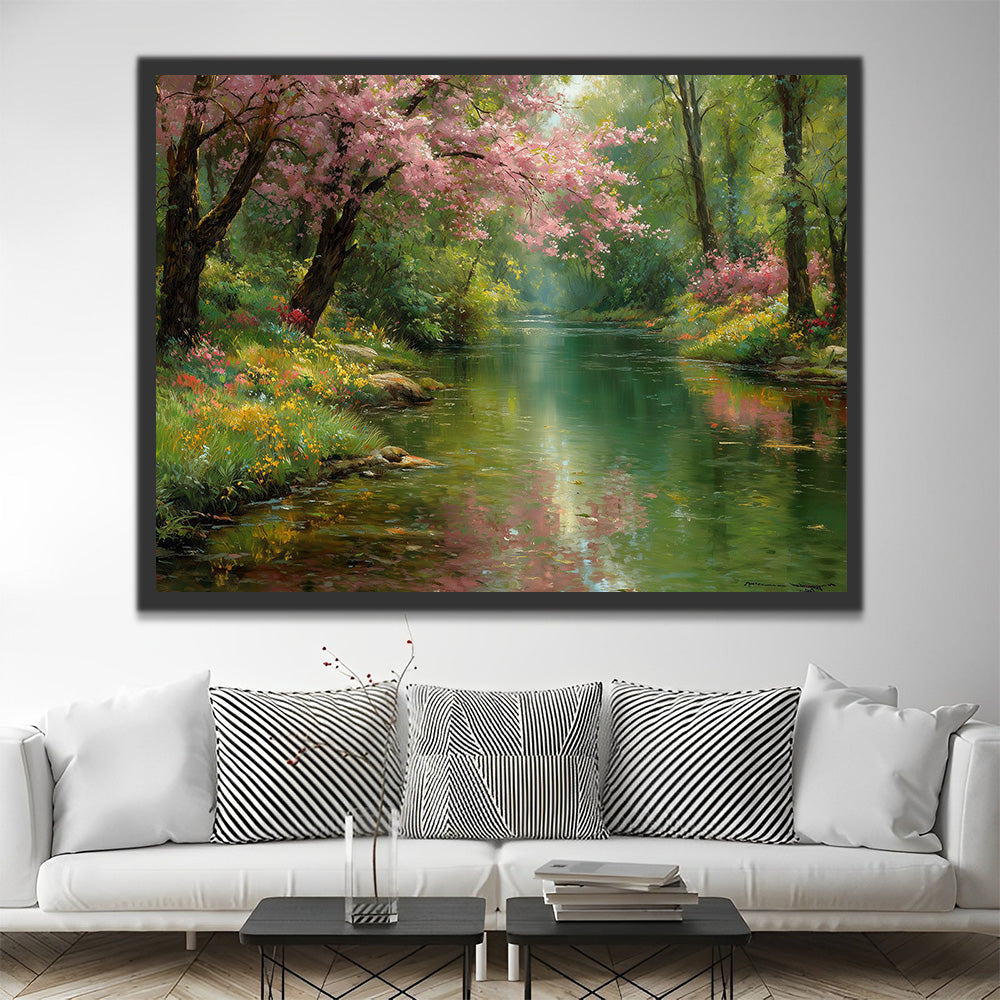 River in the Summer Forest Paint by Numbers