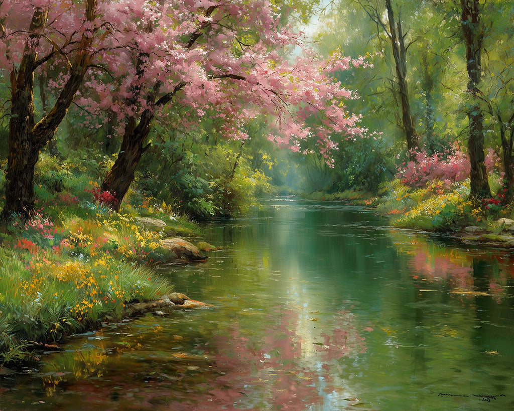 River in the Summer Forest Paint by Numbers